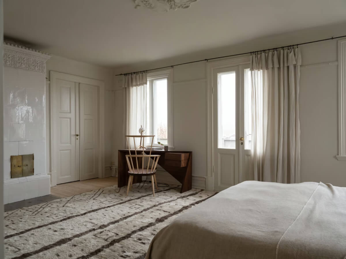 Artilleriet Co-Founder is Selling Her Art Nouveau Villa in Sweden 25 spacious bedroom with fireplace and desk