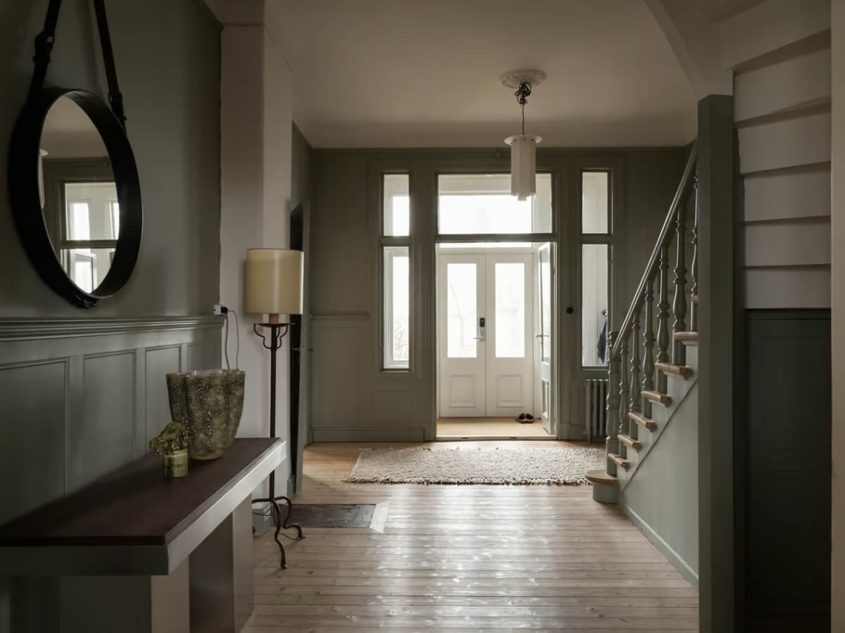 Artilleriet Co-Founder is Selling Her Art Nouveau Villa in Sweden 21 spacious gray hallway