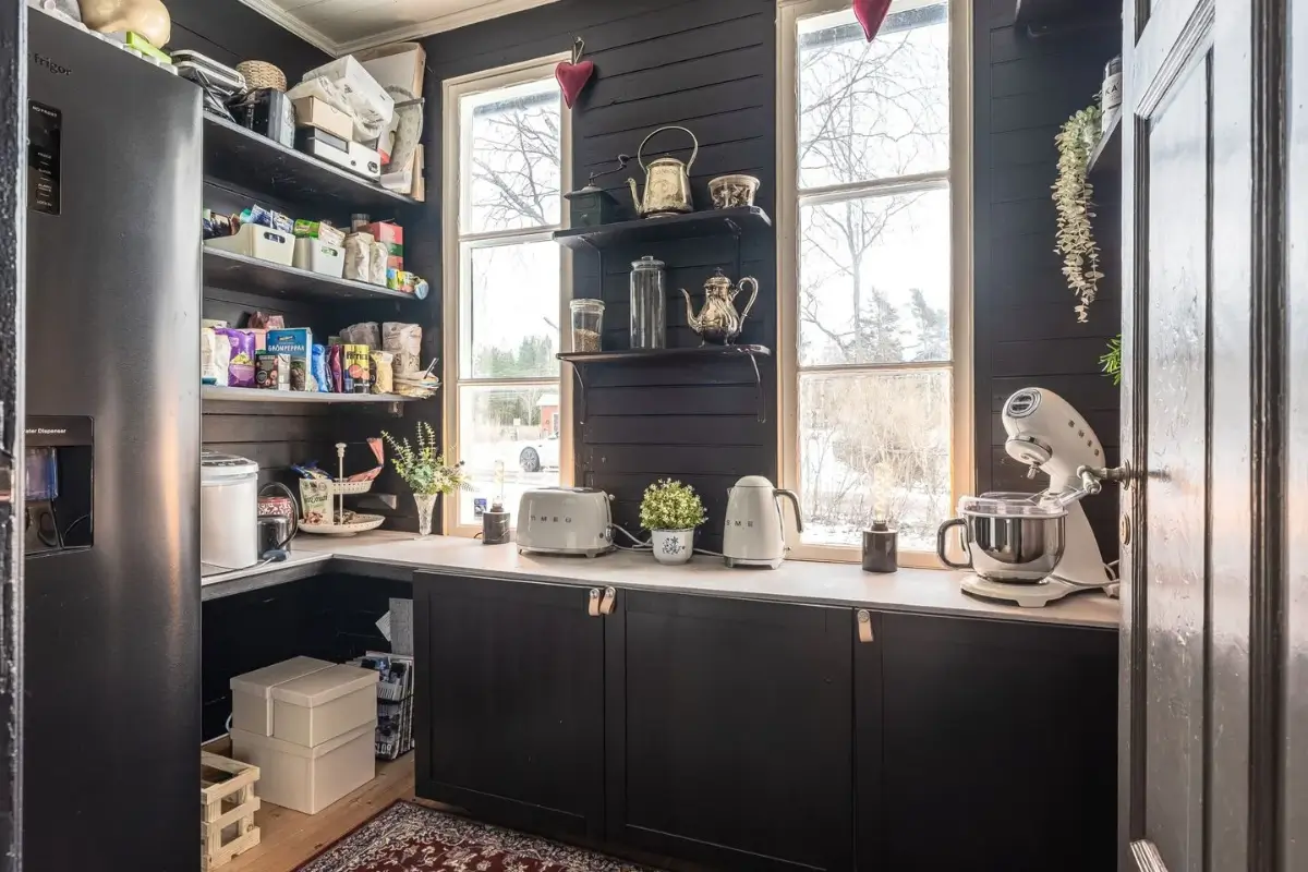 A Cozy Country House in Sweden Filled with Wallpapers 9 utility room