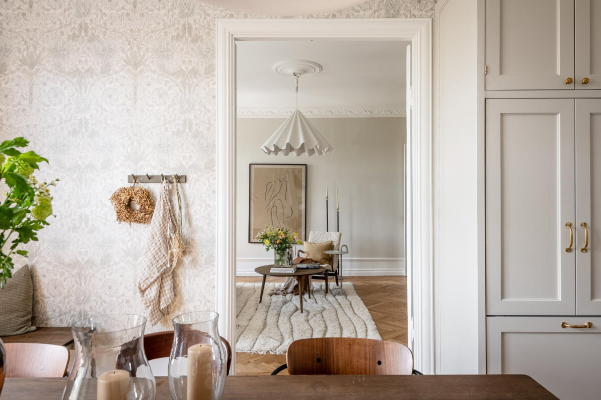 A Stunning Kitchen in a Classic Renovated Turn-of-the-Century Apartment 11 view into living room