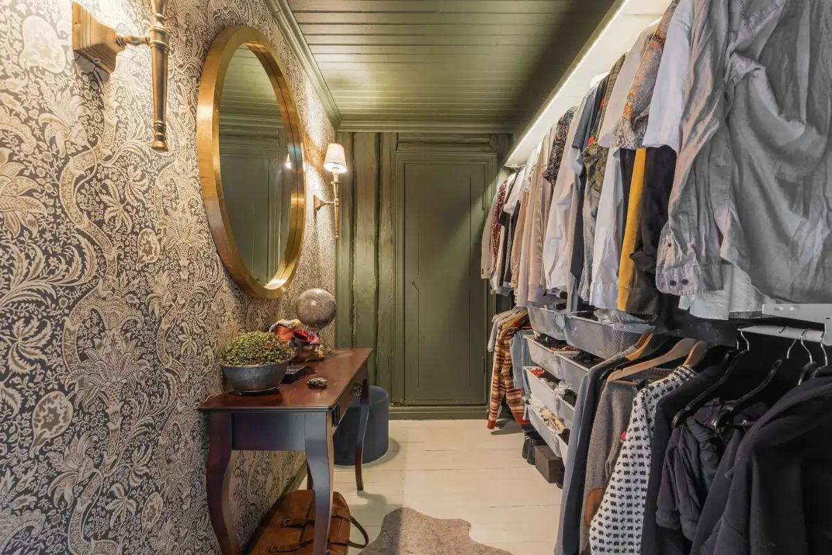 A Cozy Country House in Sweden Filled with Wallpapers 23 walk-in closet wallpaper