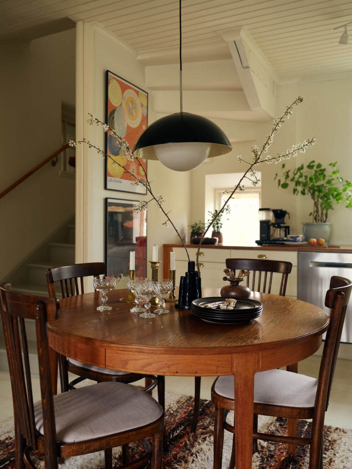 A Charming Semi-Detached House in the First Garden Town of Stockholm 16 wooden dining table