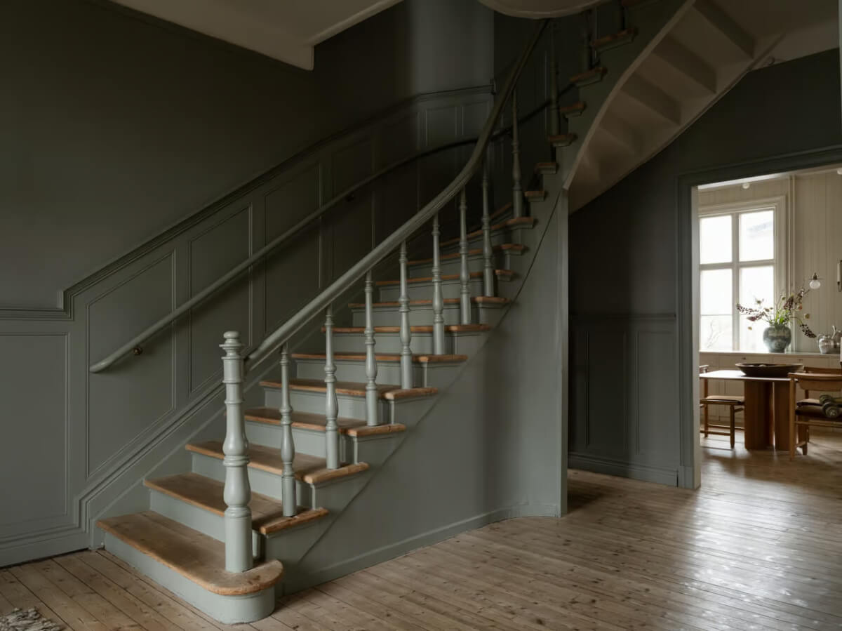 Artilleriet Co-Founder is Selling Her Art Nouveau Villa in Sweden 22 wooden stairs