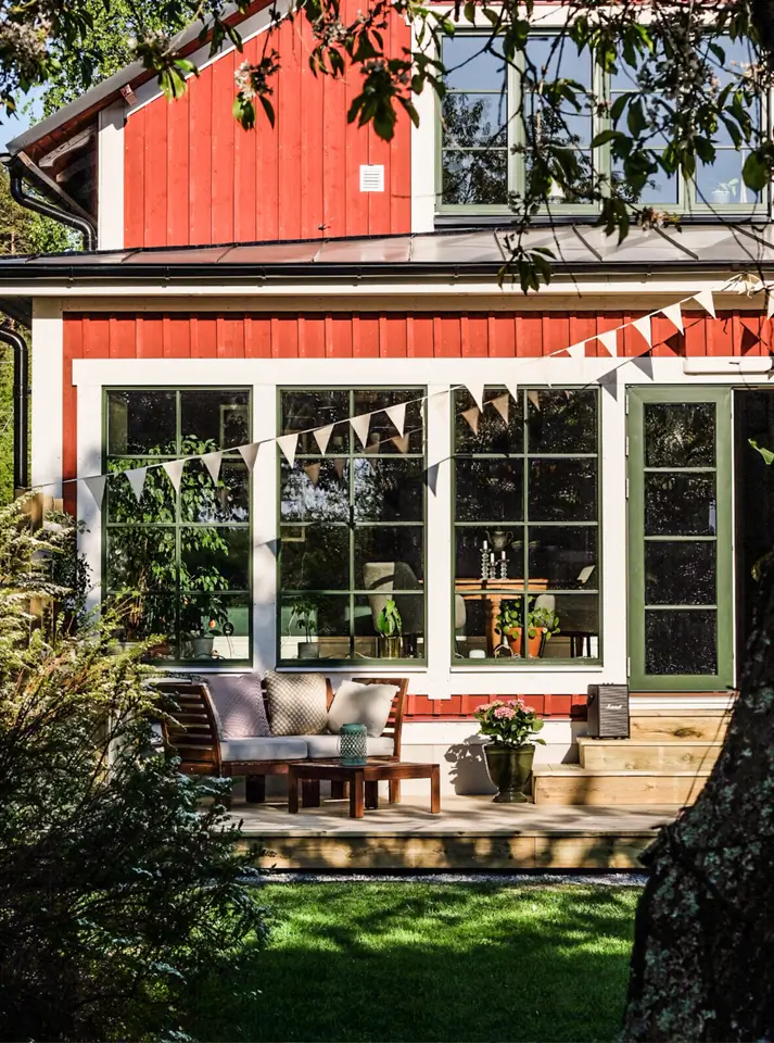 A Cozy Country House in Sweden Filled with Wallpapers 38 wooden terrace