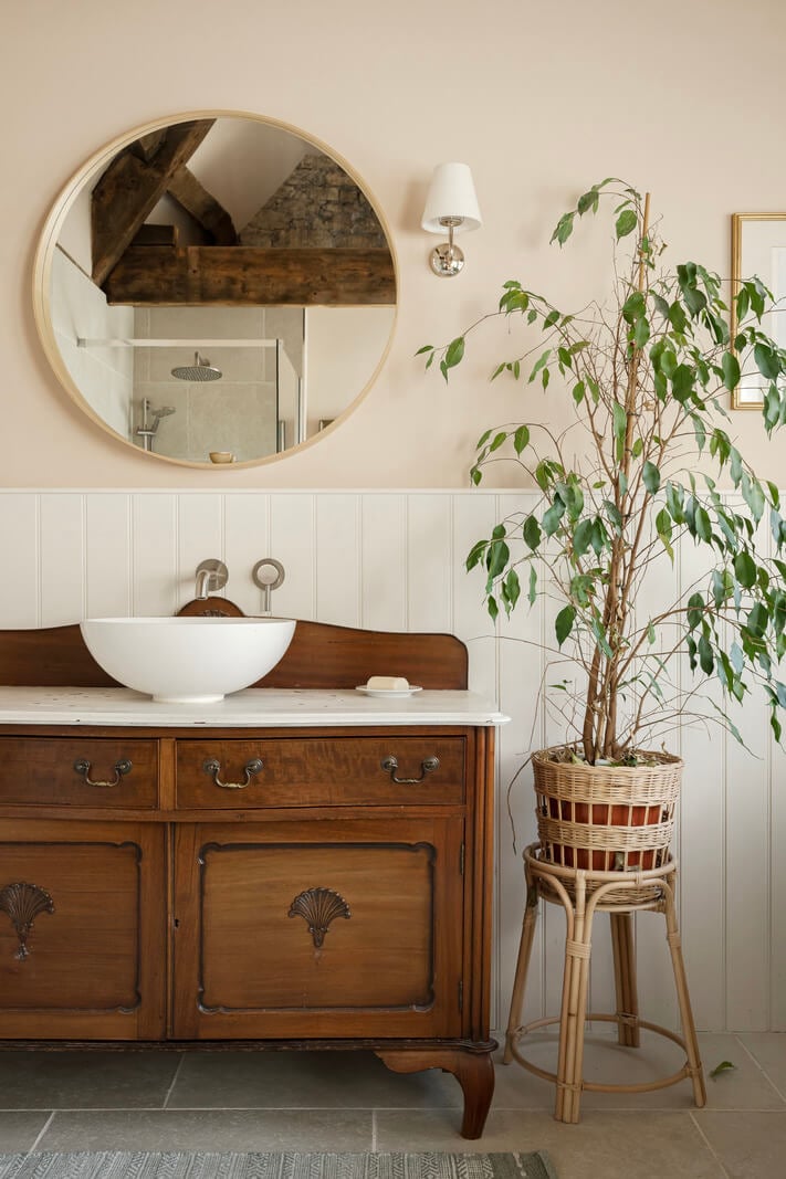 A Family Home with a Cheerful Color Palette in a Historic House 18 antique bathroom vanity