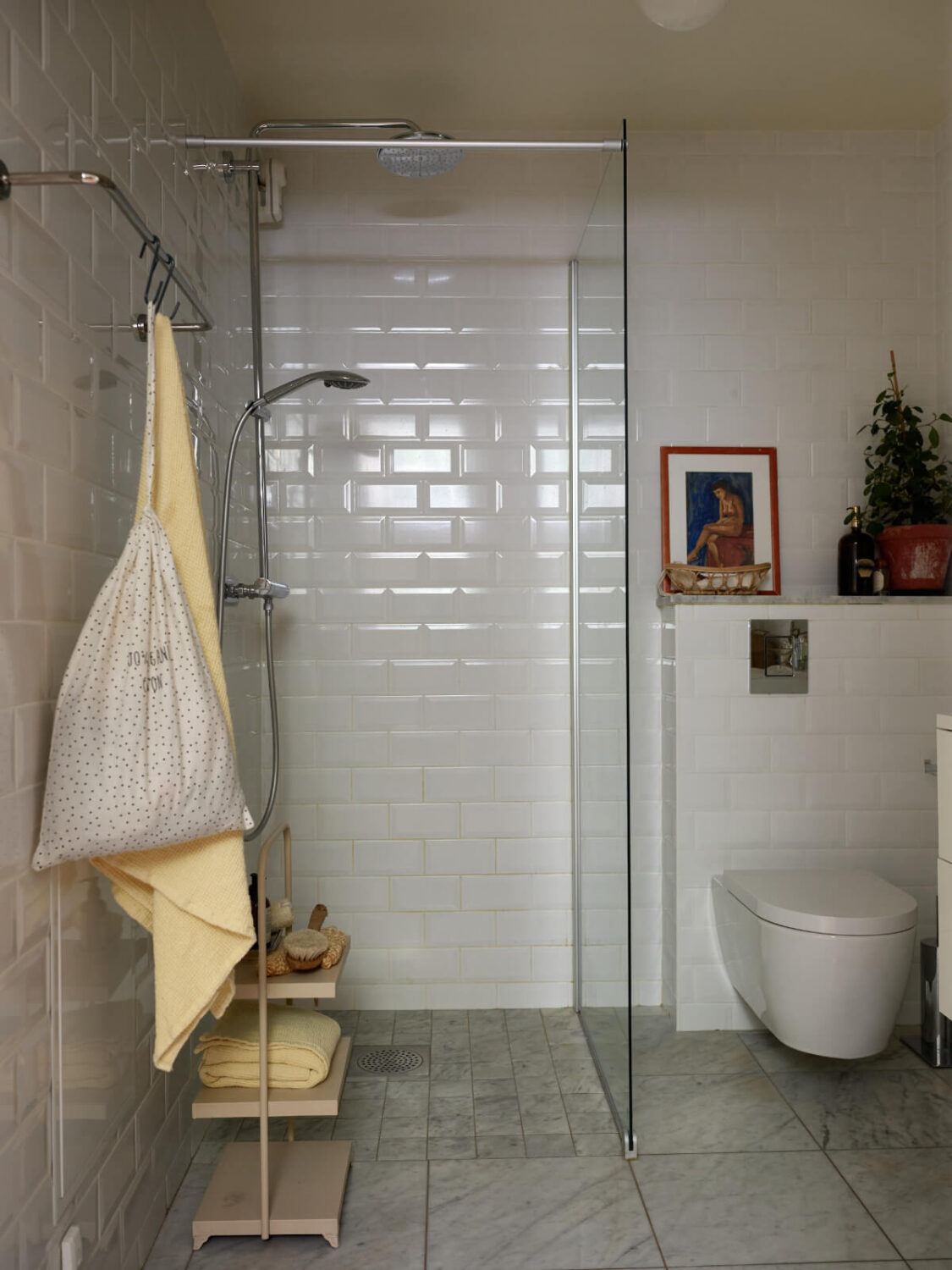 A Stylish Basement Apartment with a Private Terrace 20 bathroom marble floor tiles