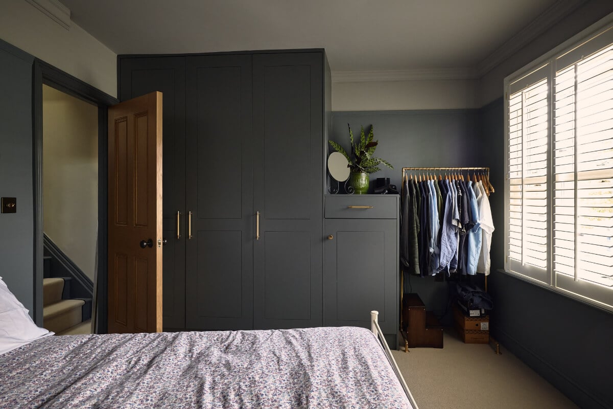 Moody Tones in a Restored and Extended Victorian Home in London 28 bedroom wardrobes