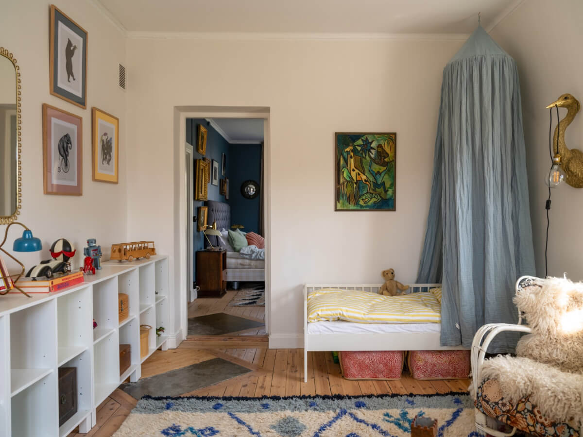 An Early 20th-Century Family Home Decorated with Color and Art 26 childrens room connected to parents bedroom