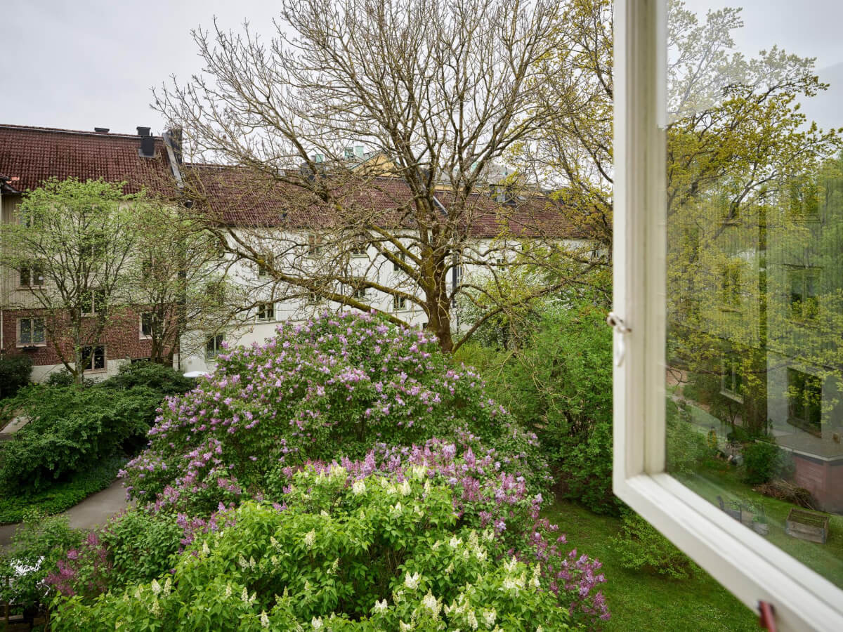A Harmonious Color Palette in a Swedish Duplex Apartment 14 courtyard view