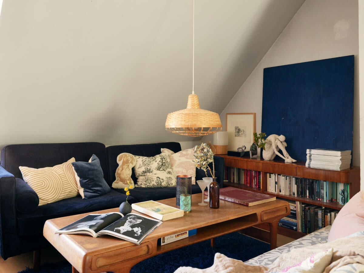A Stunning Top-Floor Apartment with High Ceilings in a Former Church 17 cozy sitting area blue rug