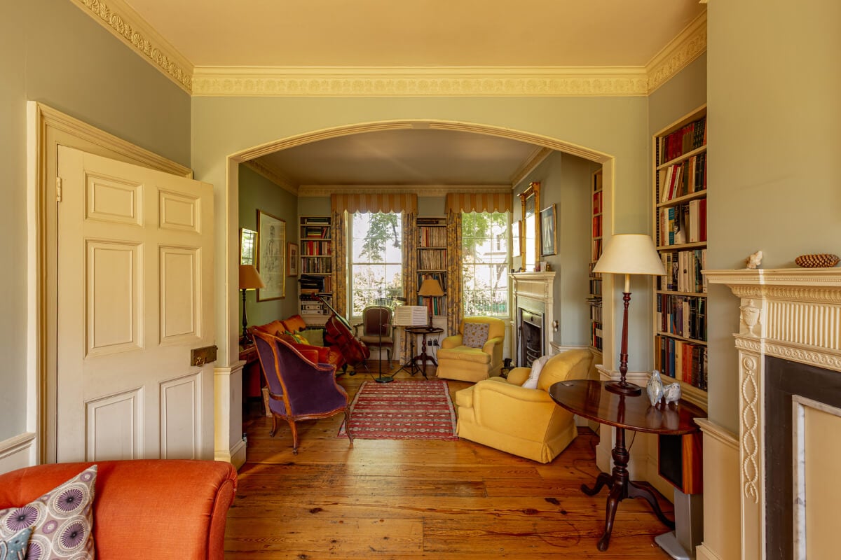 A Carefully Restored Georgian Townhouse in East London 4 double reception room wooden floorboards