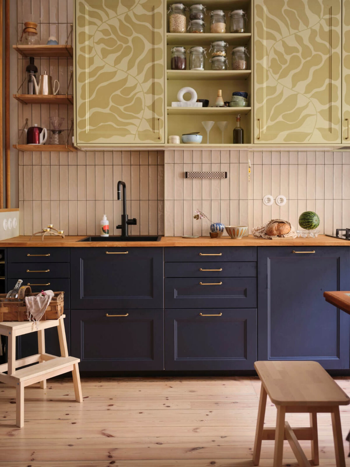 Best of 2025: Kitchens 19 green painted upper cabinets dark blue kitchen ikea nordroom