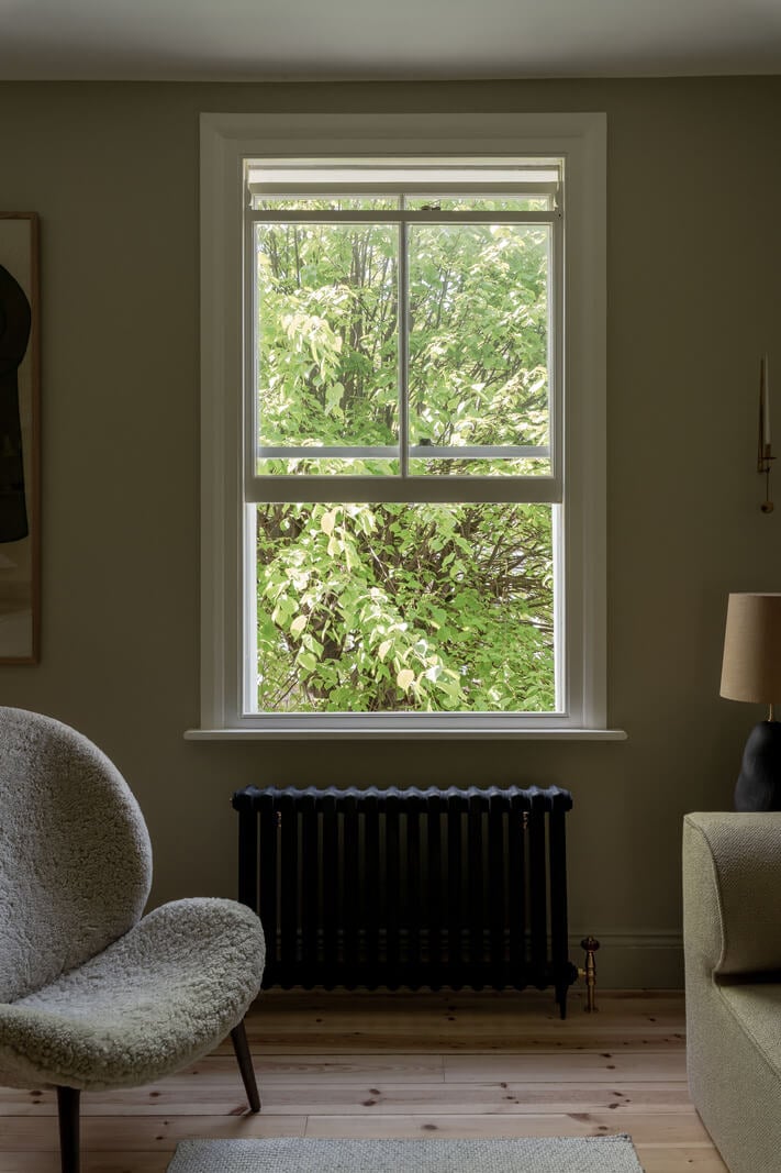 Contemporary and Classic Design in a Two-Bedroom London Duplex 4 green view window living room