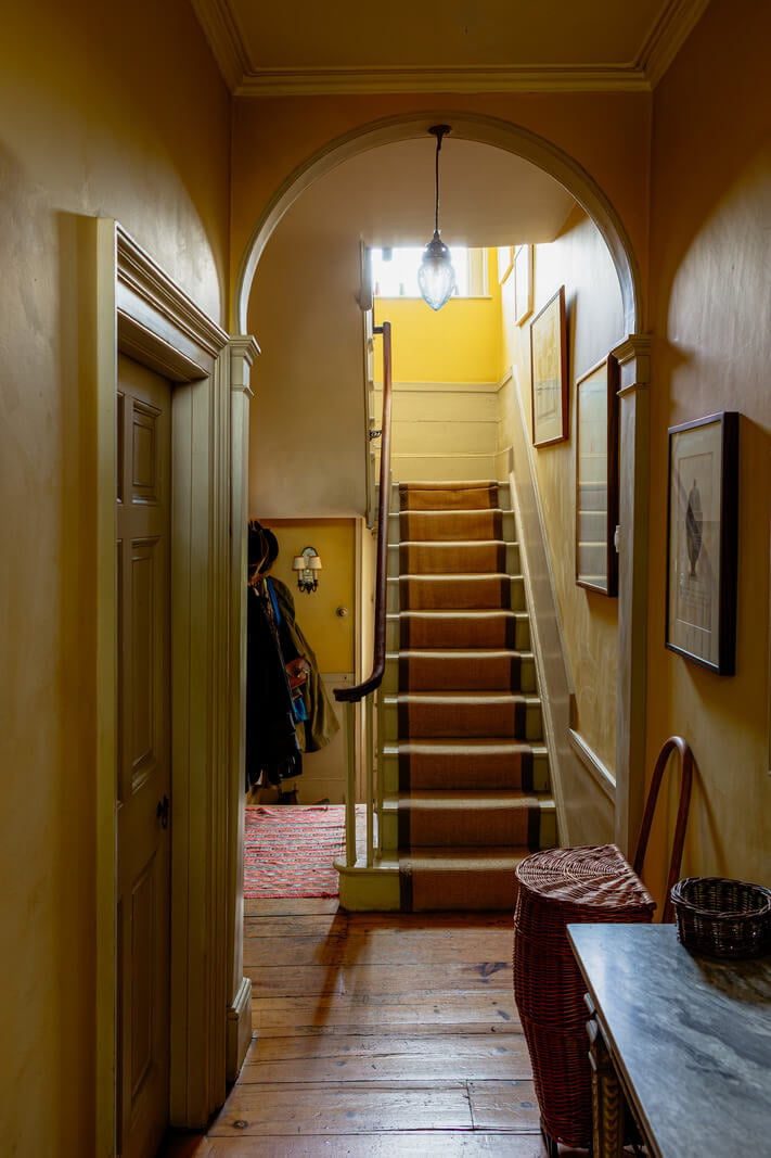 A Carefully Restored Georgian Townhouse in East London 13 hall wooden floorboards