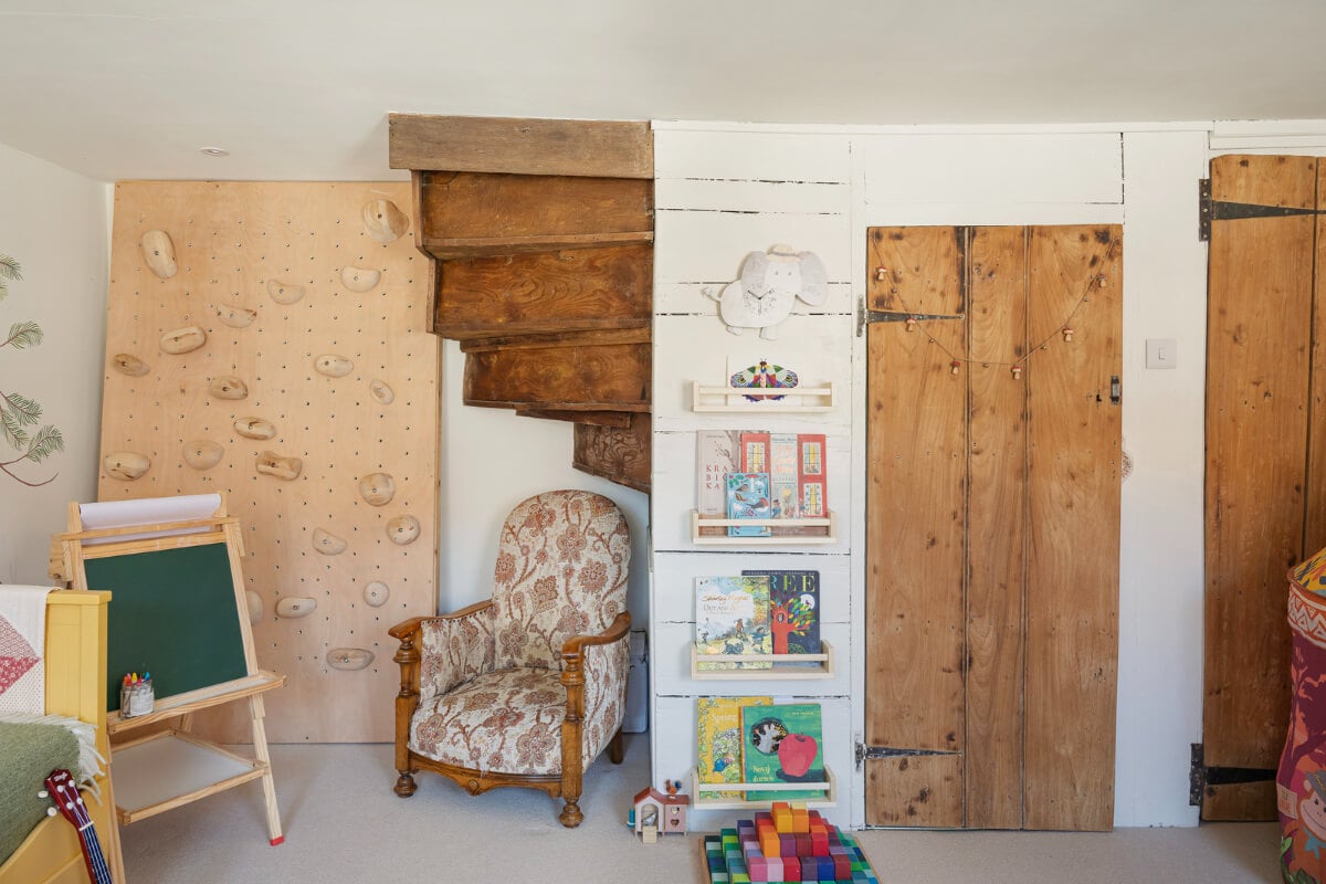 A Family Home with a Cheerful Color Palette in a Historic House 22 kids bedroom timer door and staircase