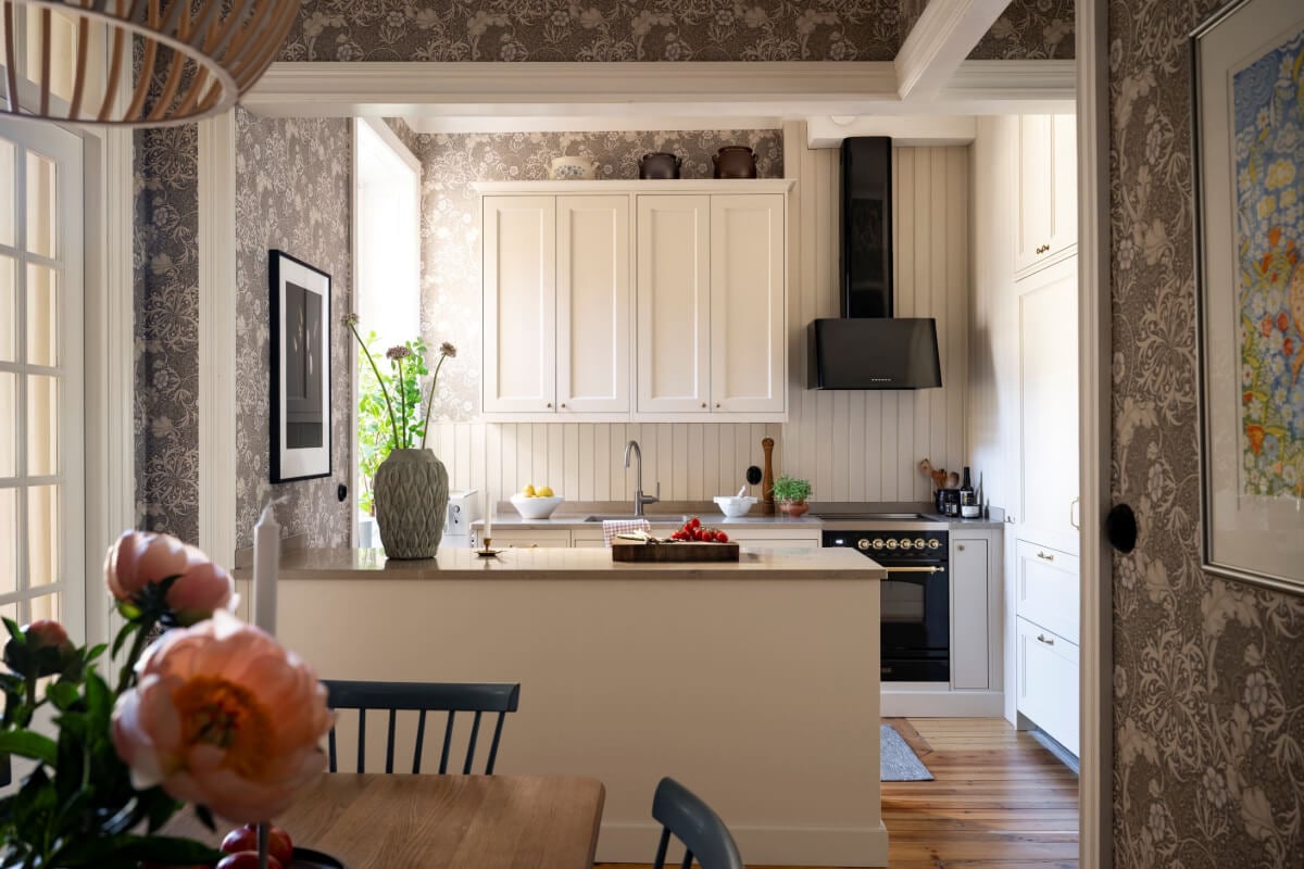 Wallpapers and Blue Tones in a Cozy Turn-of-the-Century Home 12 kitchen and dining room wallpaper