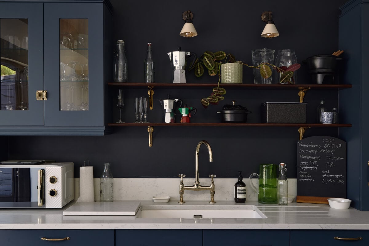 Moody Tones in a Restored and Extended Victorian Home in London 3 kitchen shelves