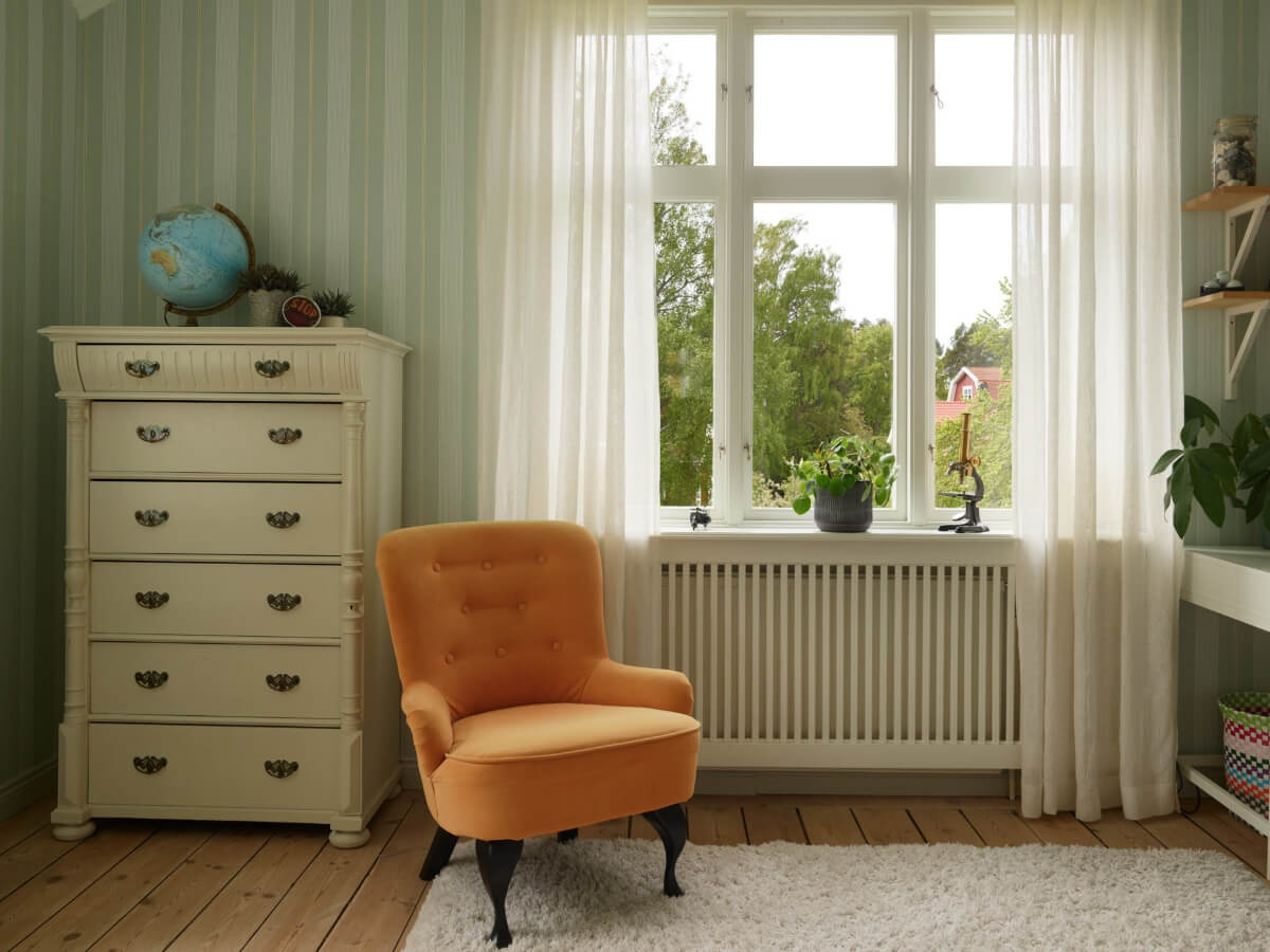 Light-Filled Rooms and Wallpapers in a Swedish Country House 23 large bedroom window