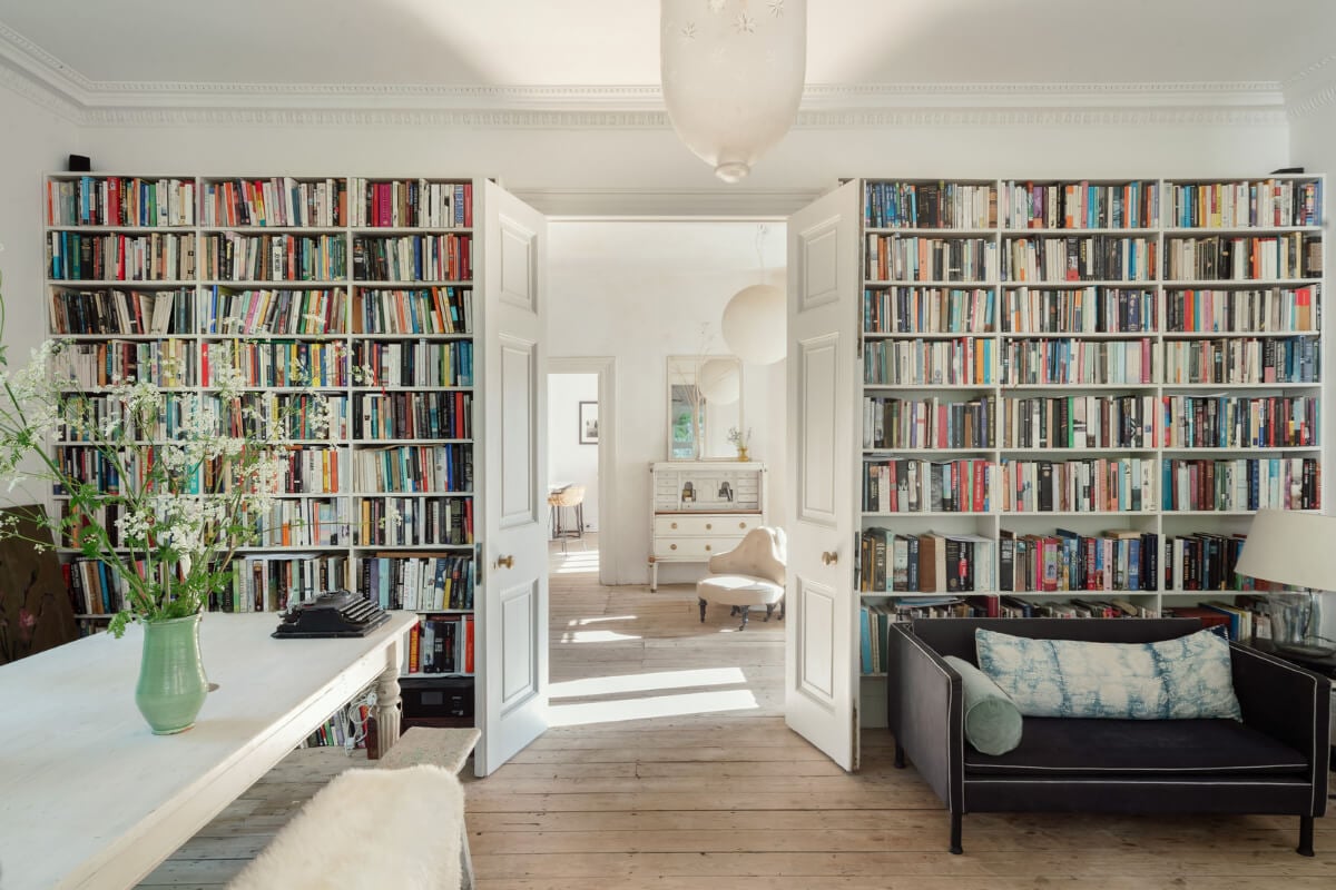 Grand, Light-Filled Spaces in a Gothic-Style English Coastal Home 1 library room