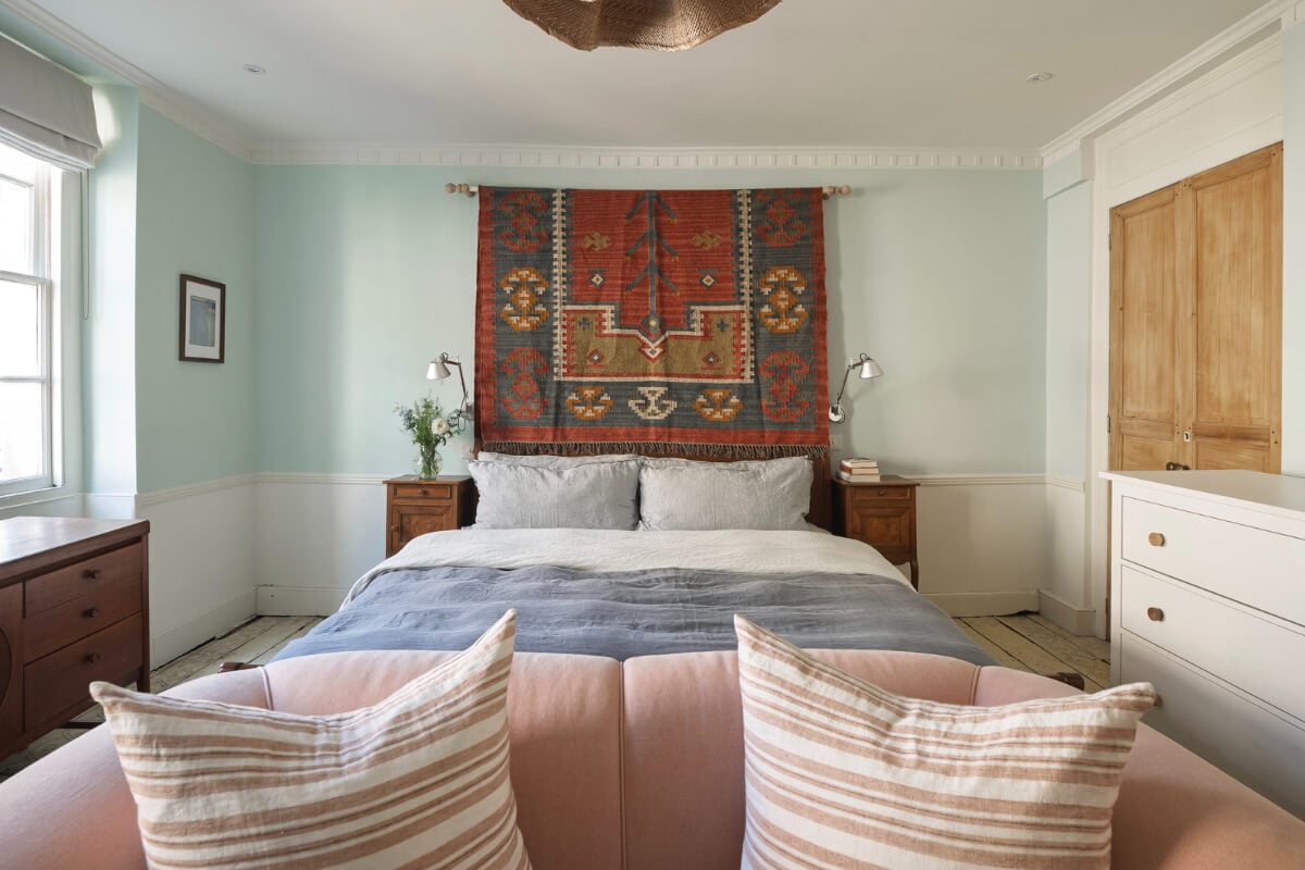 A Family Home with a Cheerful Color Palette in a Historic House 13 light blue walls bedroom