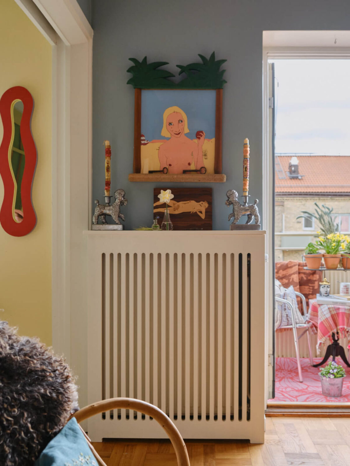 A Colorful 1940s Apartment with Original Elements 10 living room art