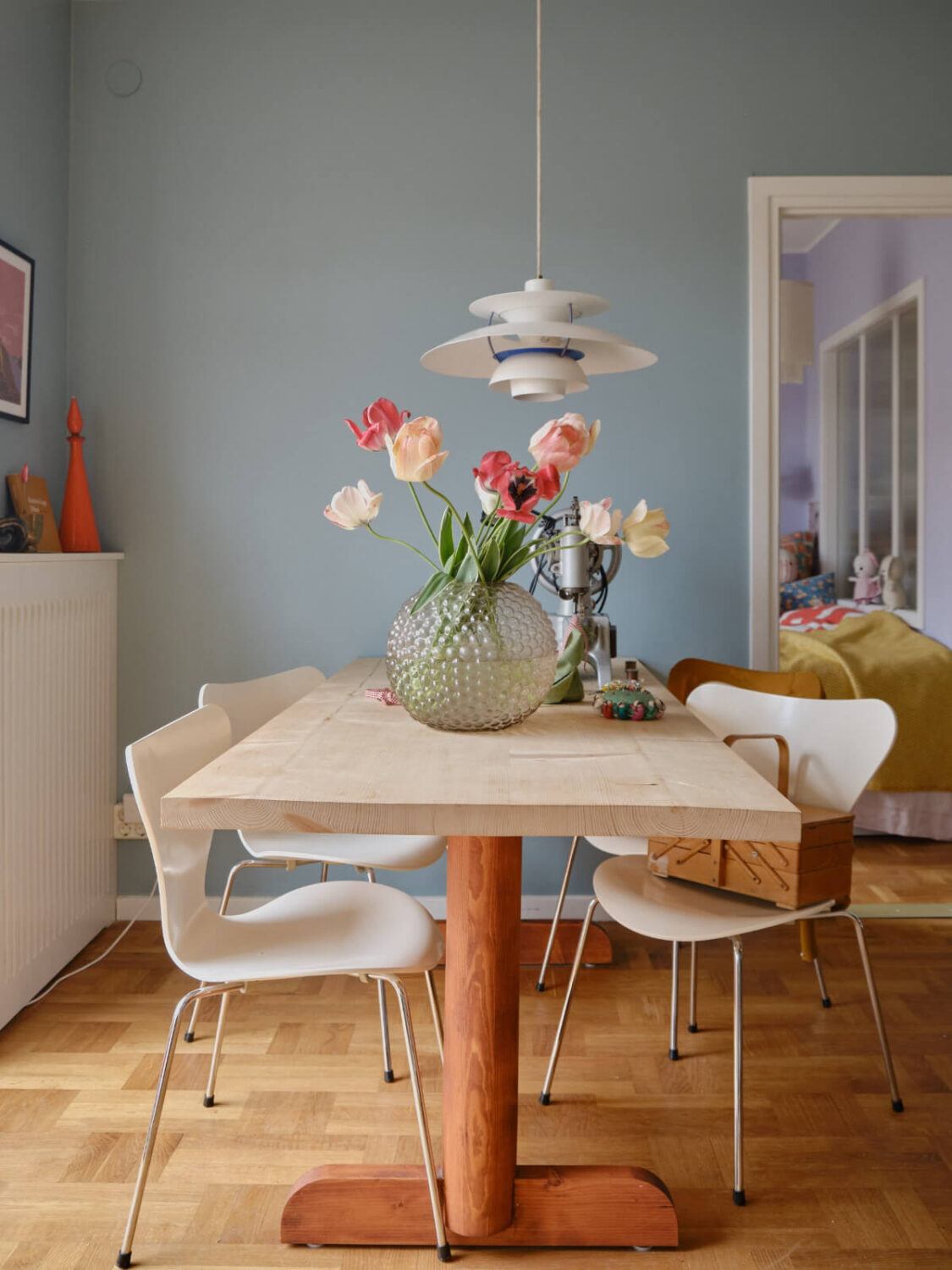 A Colorful 1940s Apartment with Original Elements 6 living room dining table