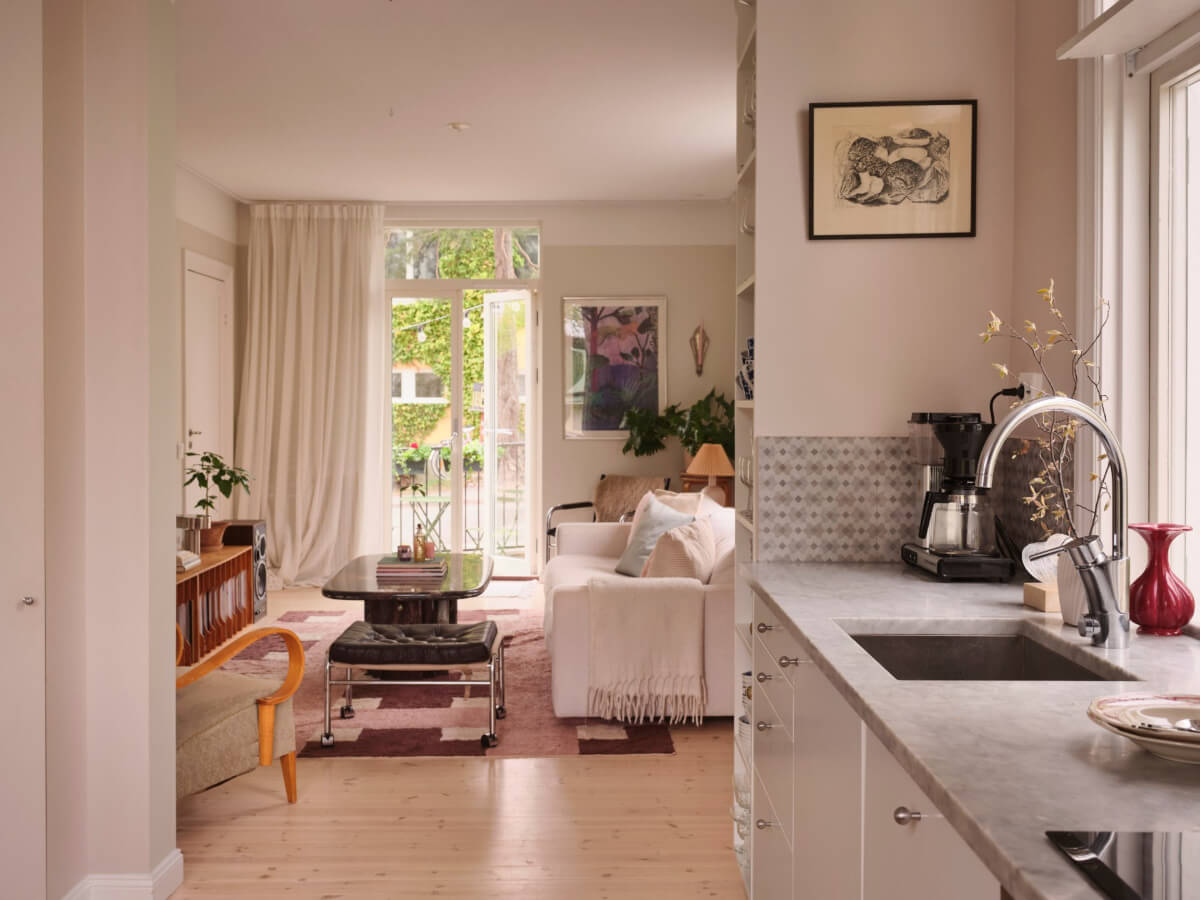 A Light Ground Floor Apartment with a Large Terrace 10 open plan kitchen living room