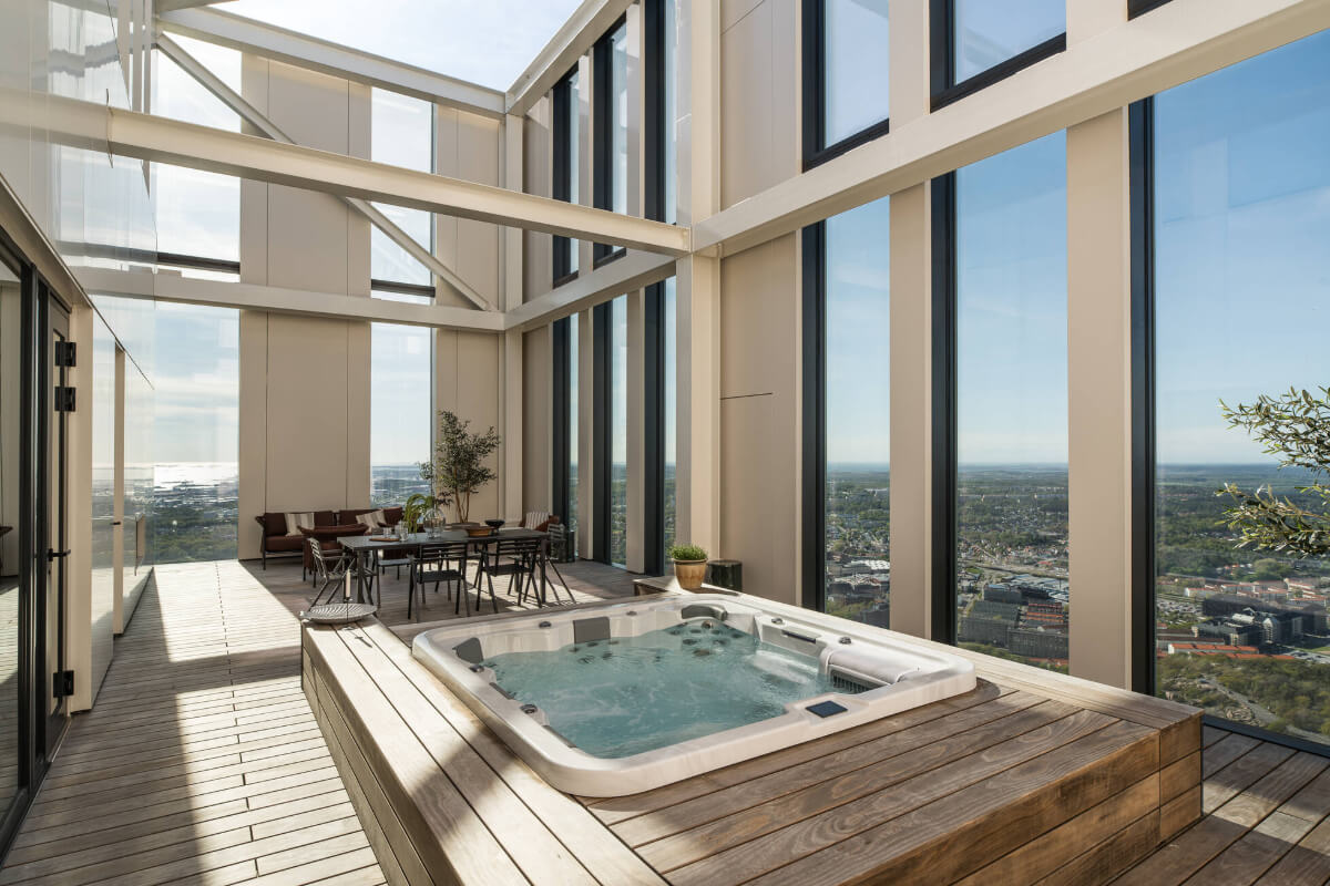 A Luxurious Three-Storey Penthouse in Sweden’s Tallest Residential Tower 18 penthouse roof terrace jacuzzi