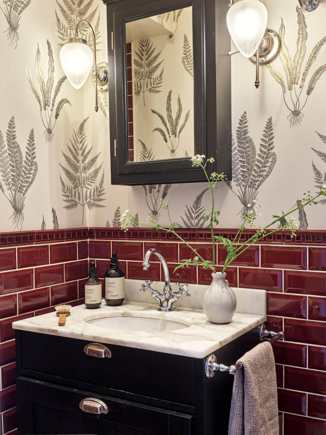 An Apartment with Original Details and a Stunning Period-Style Bathroom 26 period-style bathroom deep red tiles