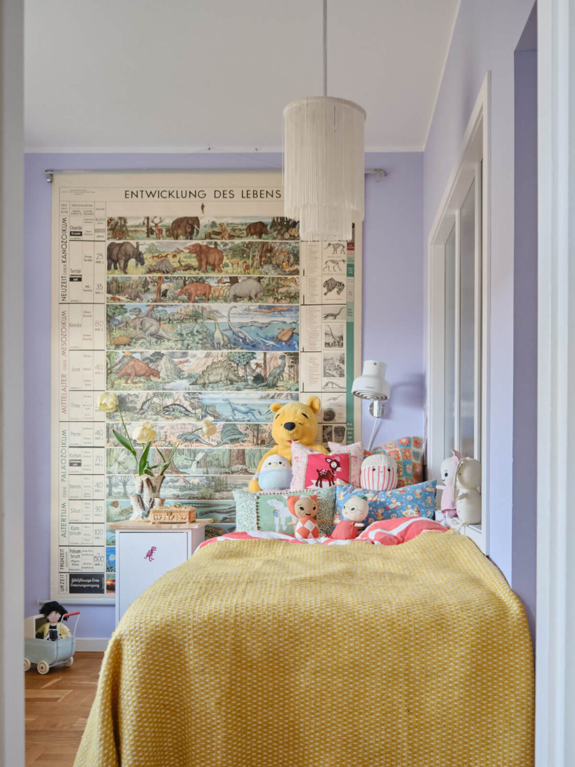 A Colorful 1940s Apartment with Original Elements 20 purple kids bedroom