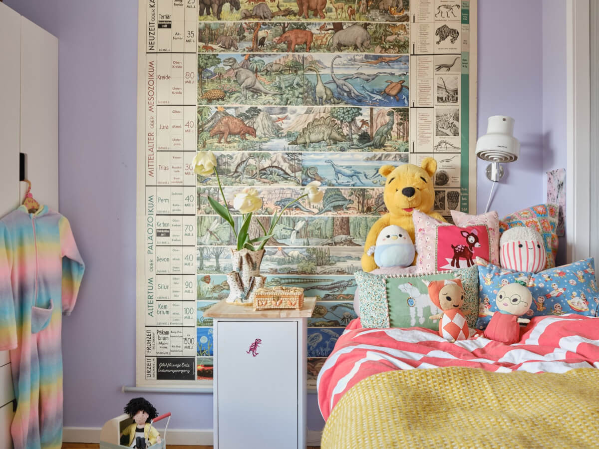 A Colorful 1940s Apartment with Original Elements 21 purple walls childrens room
