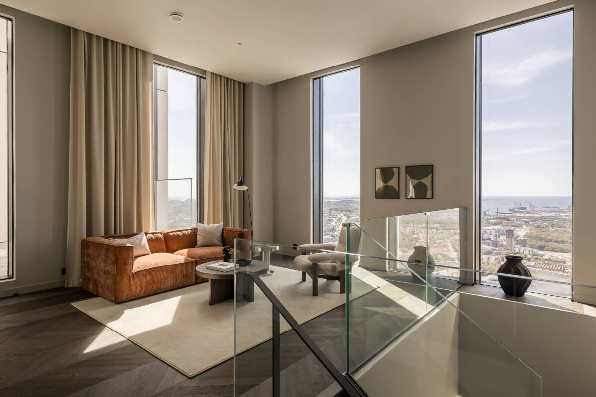 A Luxurious Three-Storey Penthouse in Sweden’s Tallest Residential Tower 17 sitting area