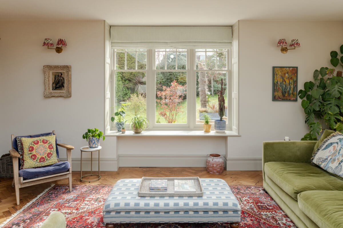 A Grand Edwardian Villa with a Yellow Kitchen and Coastal Views 4 sitting room garden view