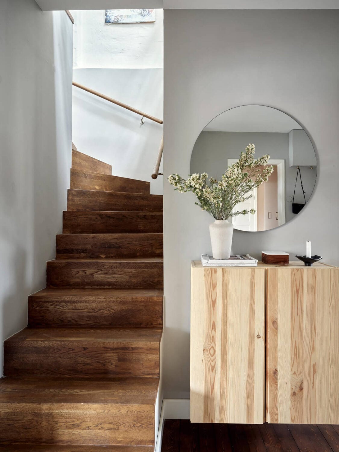 A Harmonious Color Palette in a Swedish Duplex Apartment 22 staircase ikea ivar cabinets