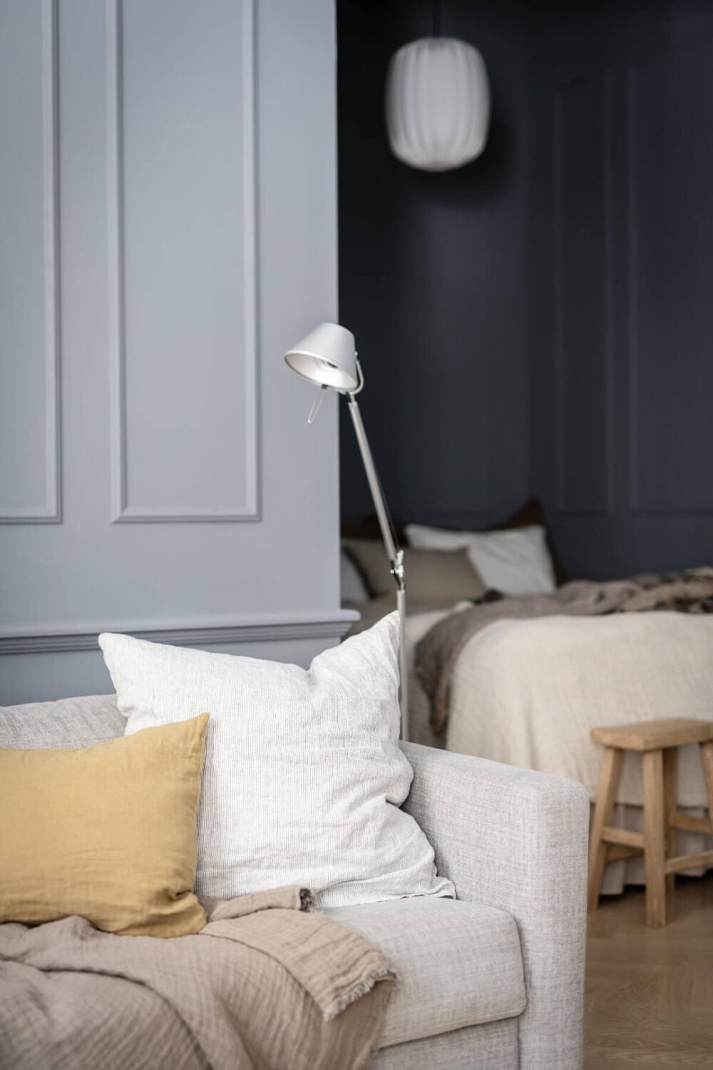 A Blue Studio Apartment with Unique Stucco and Site-Built Storage 10 studio detail