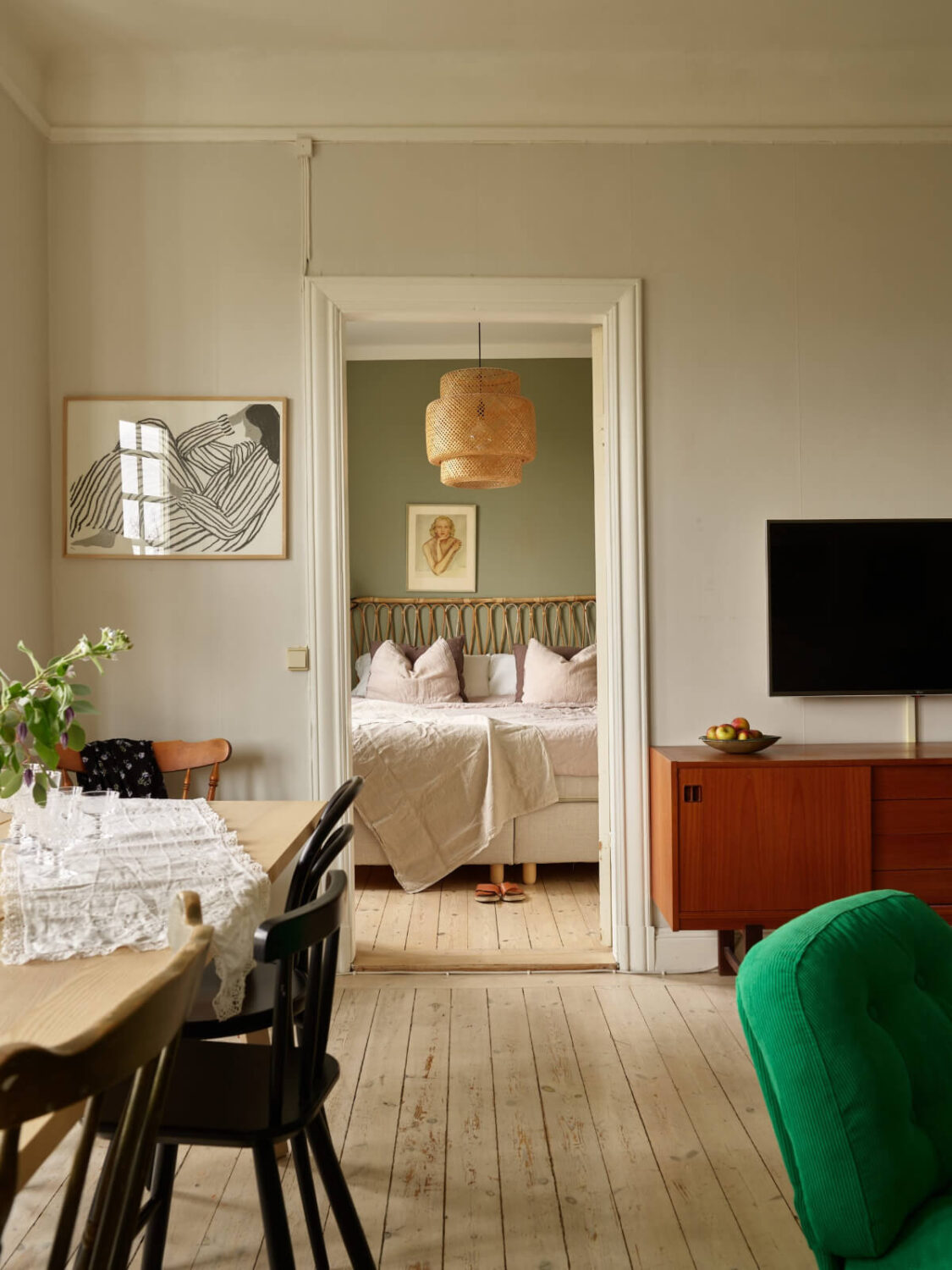 A Beautifully Renovated Early 20th-Century Apartment 17 view into bedroom