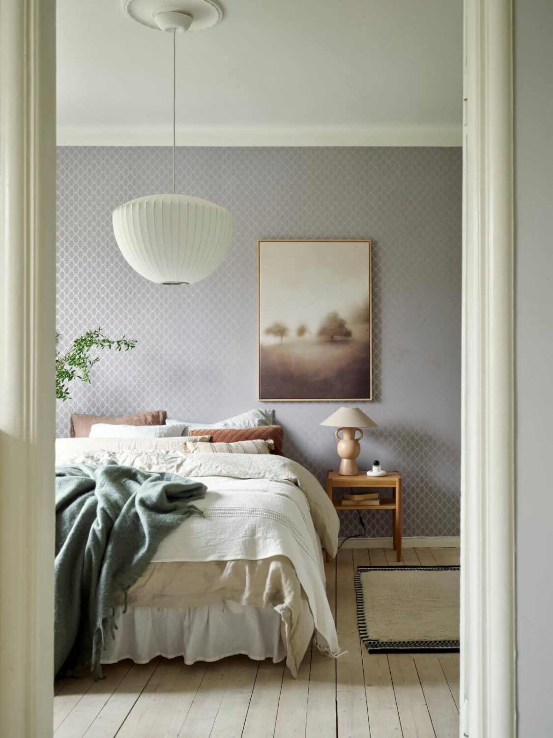 An Apartment with Original Details and a Stunning Period-Style Bathroom 16 view into bedroom