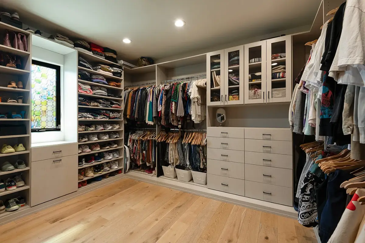 A Creative Sanctuary in Sherman Oaks Designed by Mendy Cheng 22 walk in wardrobe