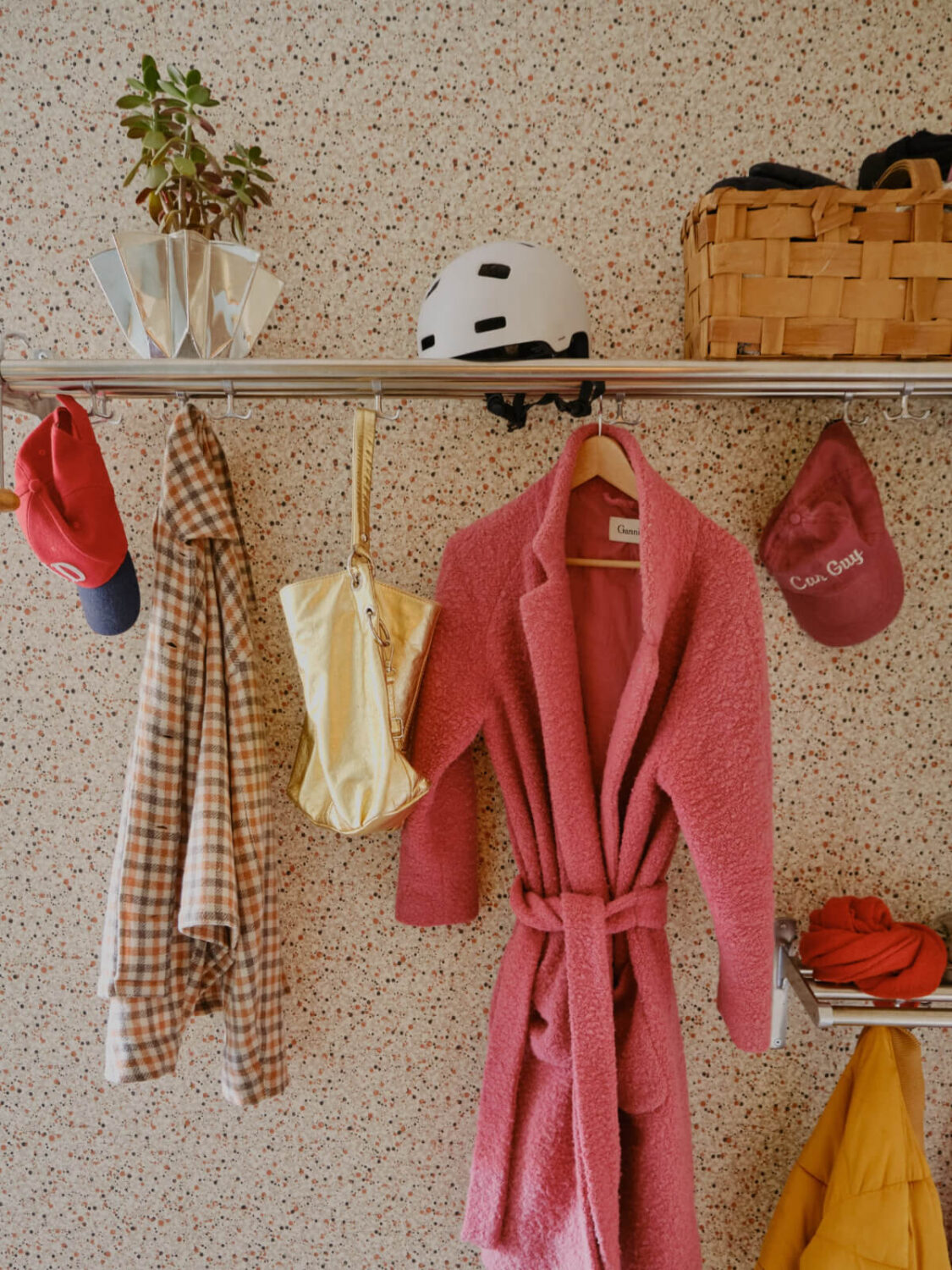 A Colorful 1940s Apartment with Original Elements 31 wallpapered walls hallway
