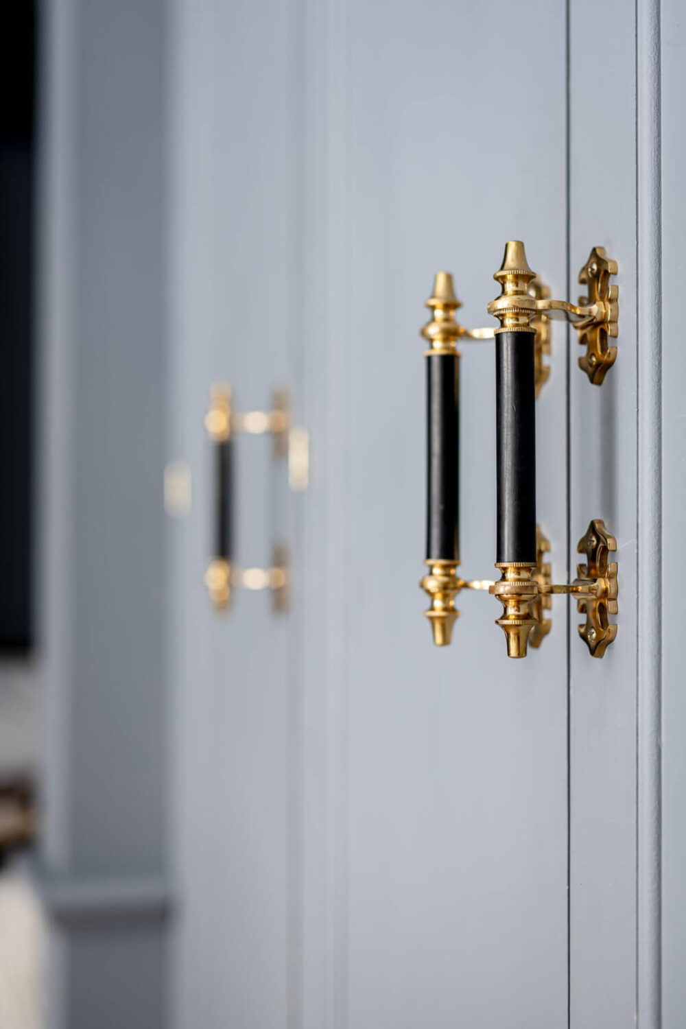 A Blue Studio Apartment with Unique Stucco and Site-Built Storage 13 wardrobe handles