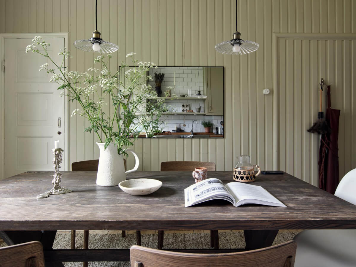 An Apartment with Original Details and a Stunning Period-Style Bathroom 6 wooden dining table