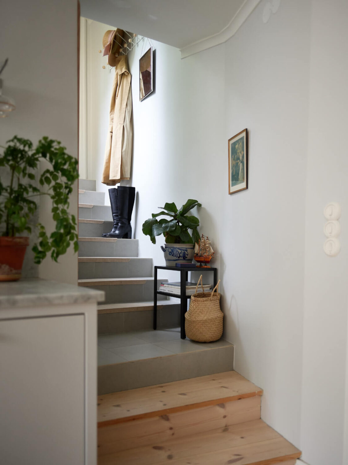 A Stylish Basement Apartment with a Private Terrace 22 wooden staircase