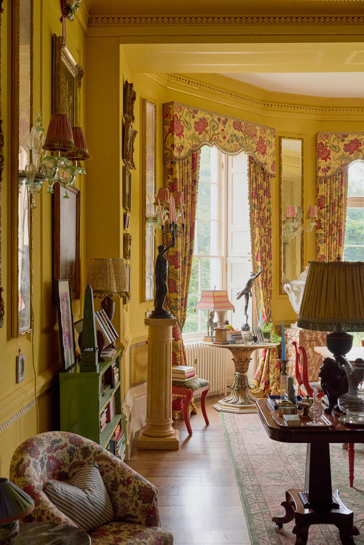 Pattern, Color, and Character in a Historic Country House Apartment 5 yellow living room large windows