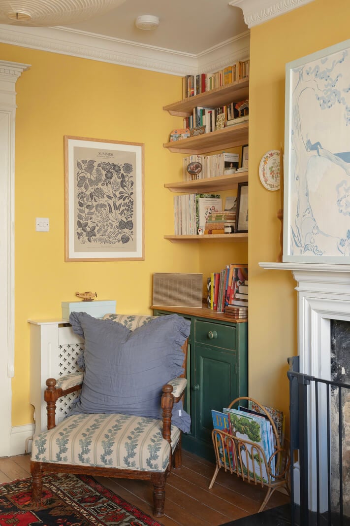 A Family Home with a Cheerful Color Palette in a Historic House 4 yellow living room