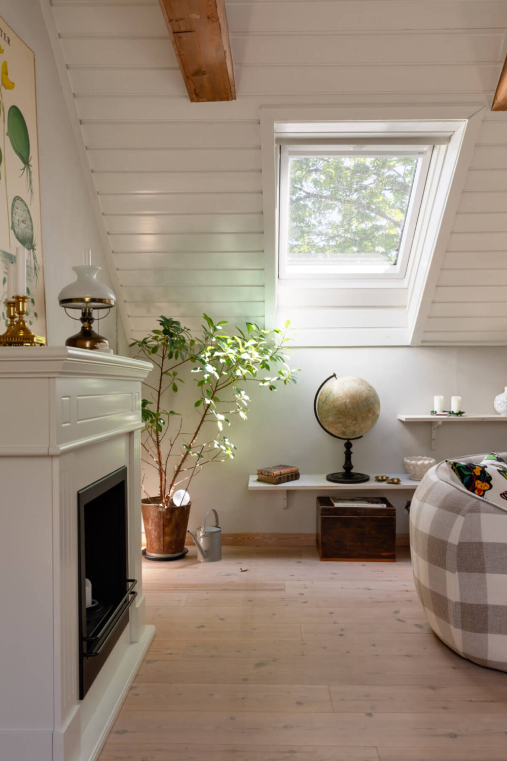 An Idyllic 18th Century Cottage with a Charming Garden 30 attic living room shelves under slanted ceiling