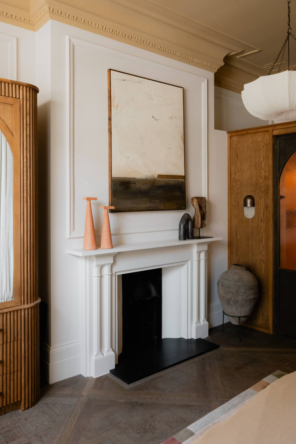 High Ceilings and Bespoke Design in a Stylish London Apartment 28 bedroom fireplace