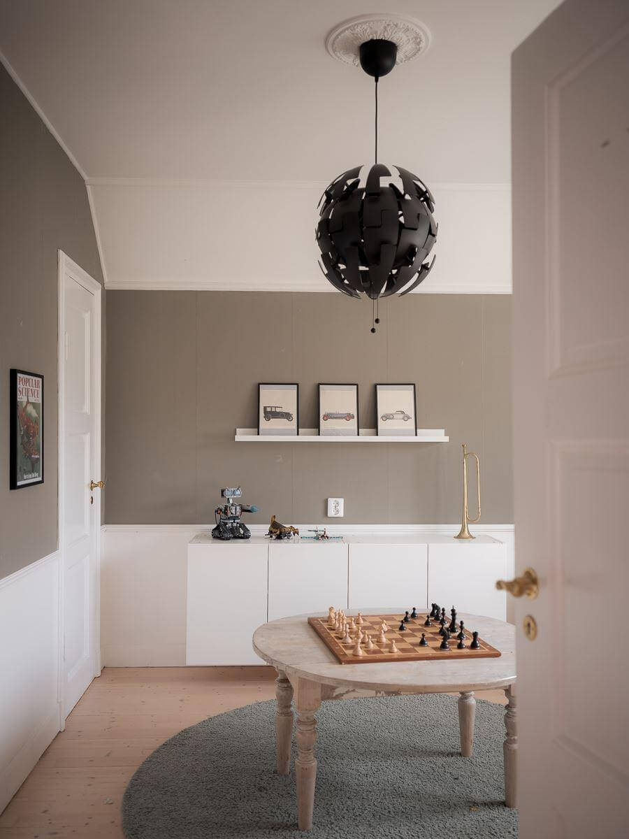 A Floral Painted Ceiling in a 1920s Family Home in Sweden 29 bedroom gray walls