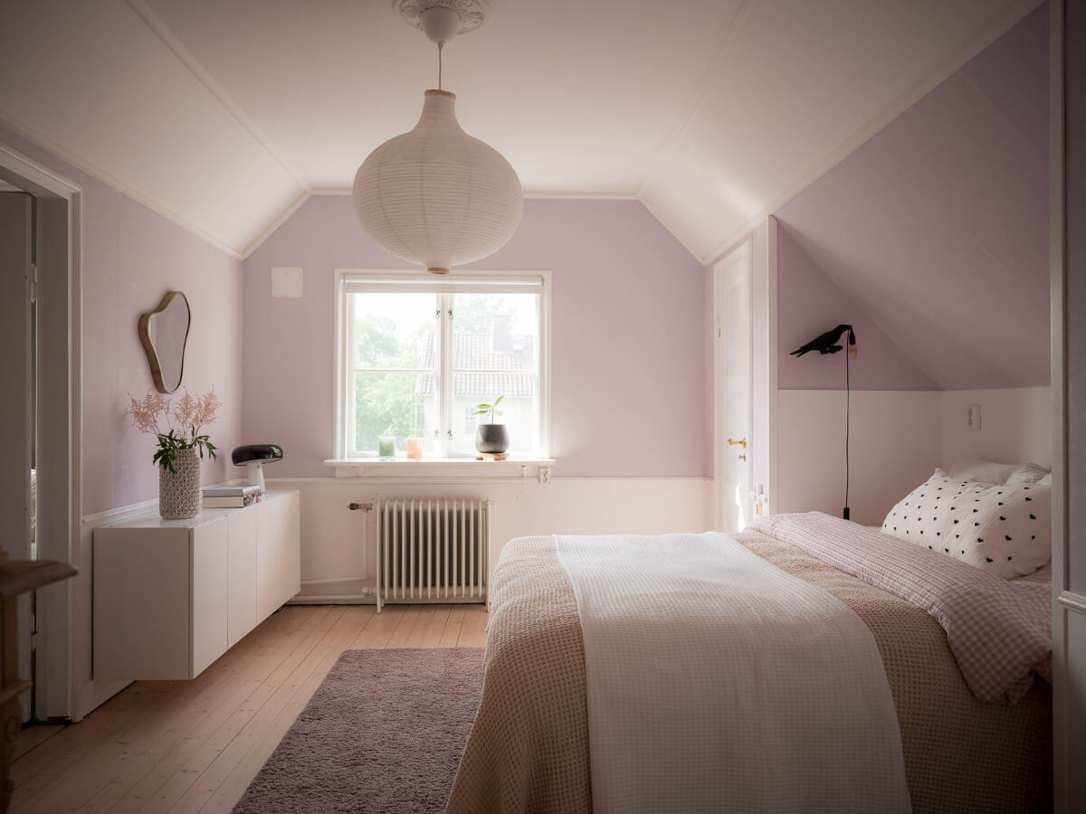 A Floral Painted Ceiling in a 1920s Family Home in Sweden 27 bedroom purple walls