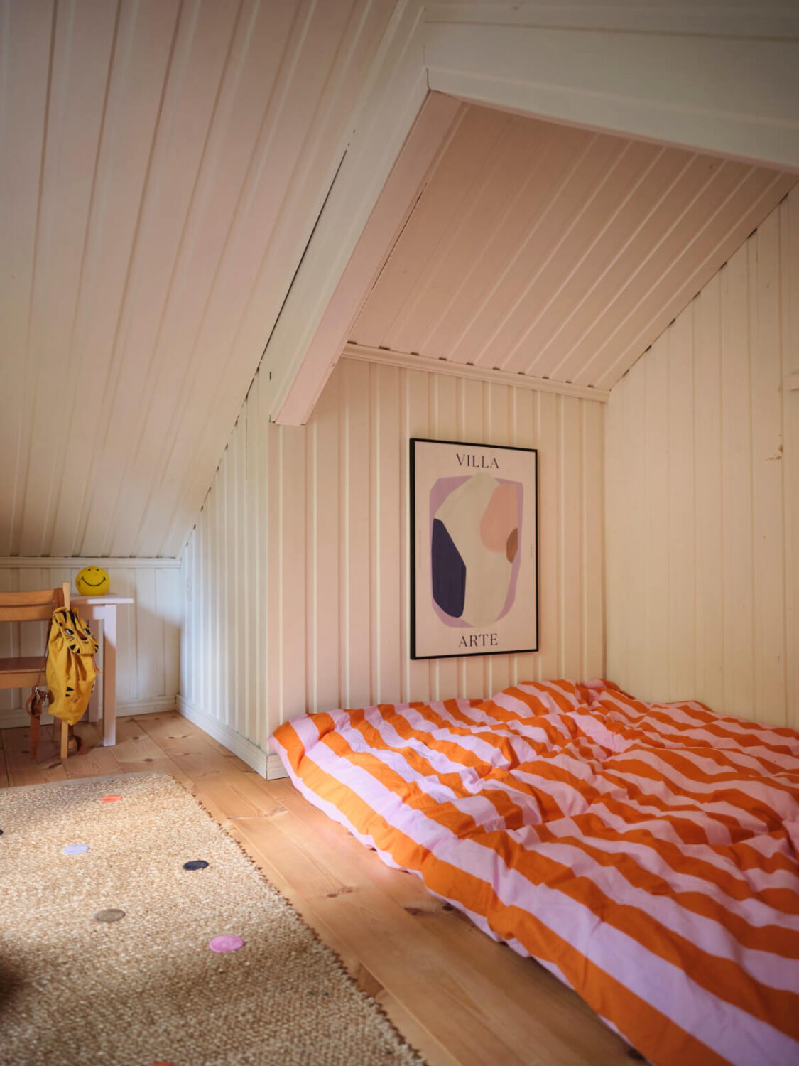 A Charming, Extended 19th-Century Log House in Sweden 26 bedrooms slanted ceilings colorful textiles