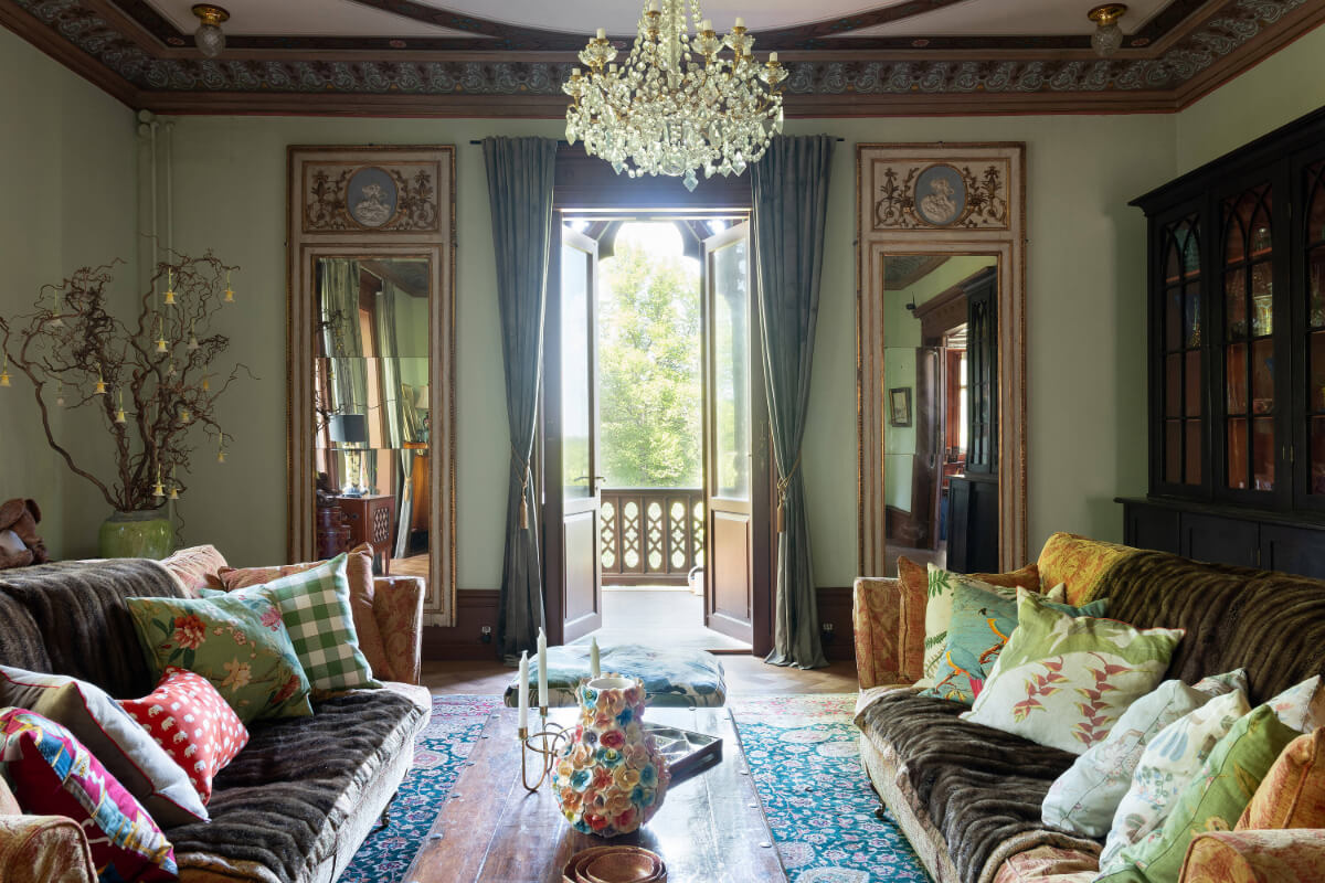 A Grand Historical Swedish Villa with Views of a Royal Castle 3 boho style sitting room
